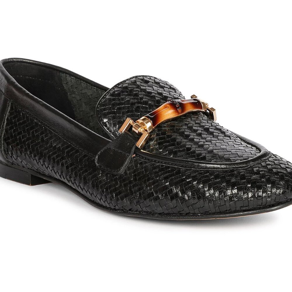 Saint G Black Leather Woven Loafers - Marisa. Sz: 38/8